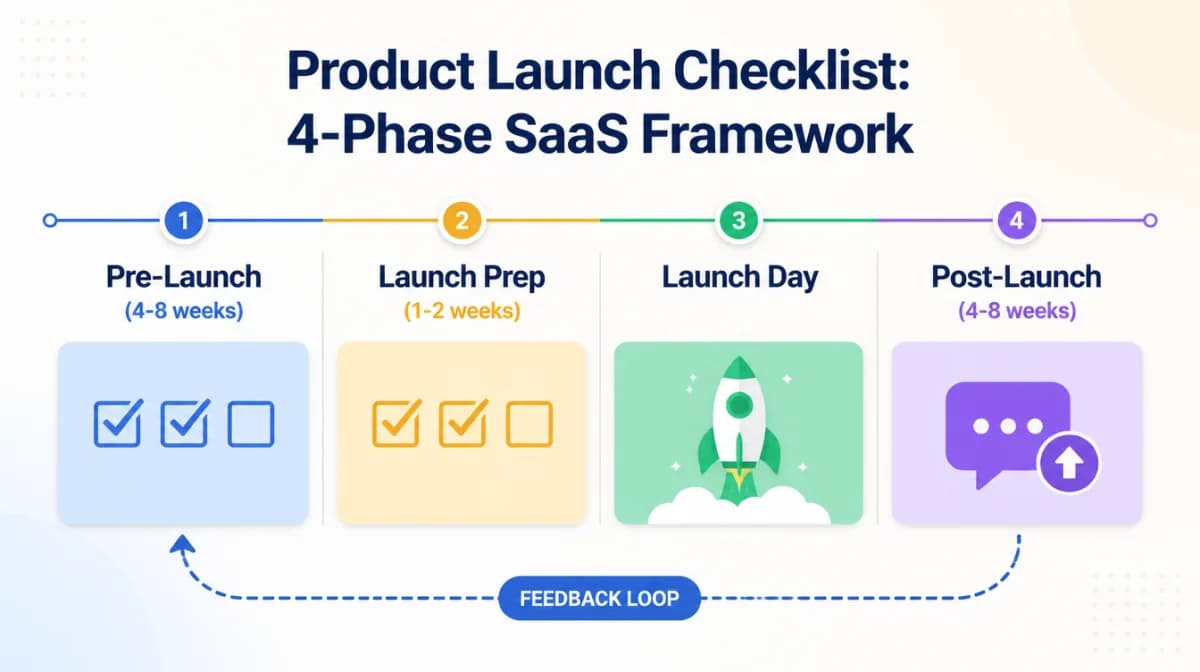 Product Launch Checklist: 4-Phase SaaS Framework 2026